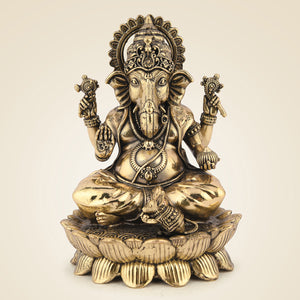 Pure Brass Chaturbhuj Ganesha