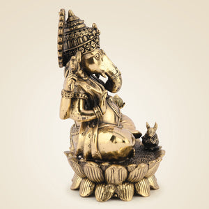 Pure Brass Chaturbhuj Ganesha