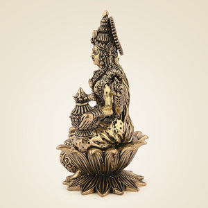 Pure Brass Lakshmi Statue On Lotus