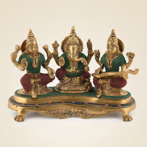 Pure Brass Laxmi Ganesh Saraswati