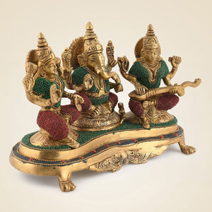 Pure Brass Laxmi Ganesh Saraswati