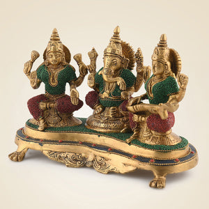 Pure Brass Laxmi Ganesh Saraswati