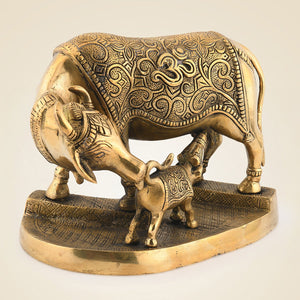 Pure Brass Cow With Calf