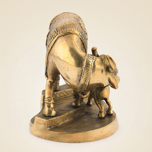Pure Brass Cow With Calf