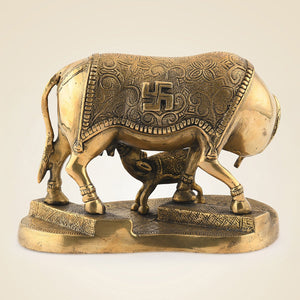 Pure Brass Cow With Calf
