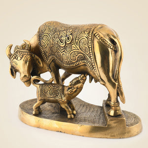 Pure Brass Cow With Calf