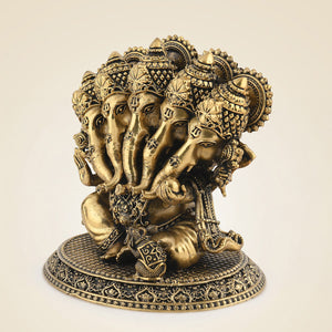 Brass Panchmukhi Ganesh Idol