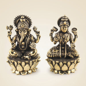 Brass Ganesh Lakshmi Idol