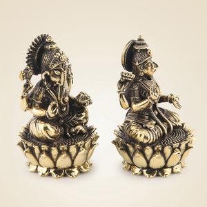 Brass Ganesh Laxmi Idol