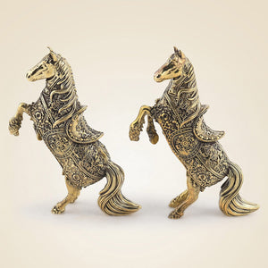 Horses Brass Statues Set