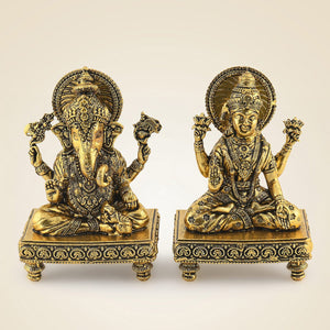 Brass Ganesh Laxmi Idol