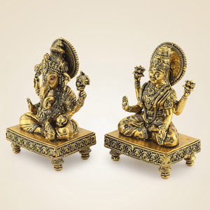 Brass Ganesh Lakshmi Idol