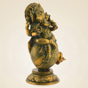 Brass Ganesha Murti On Matka