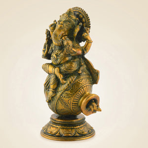 Brass Ganesha Statue On Matka