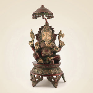Brass Ganesha With Umbrella