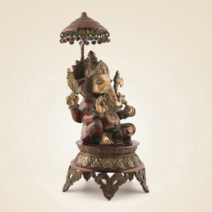 Brass Ganesha With Umbrella
