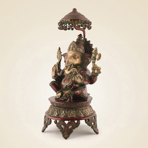 Brass Ganesha With Umbrella