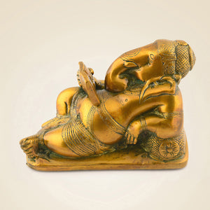 Brass Book Reading Ganesha Idol