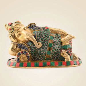 Relaxing Ganesha Brass Idol