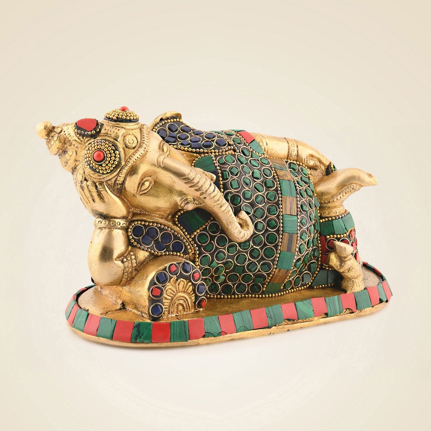Relaxing Ganesha Brass Idol