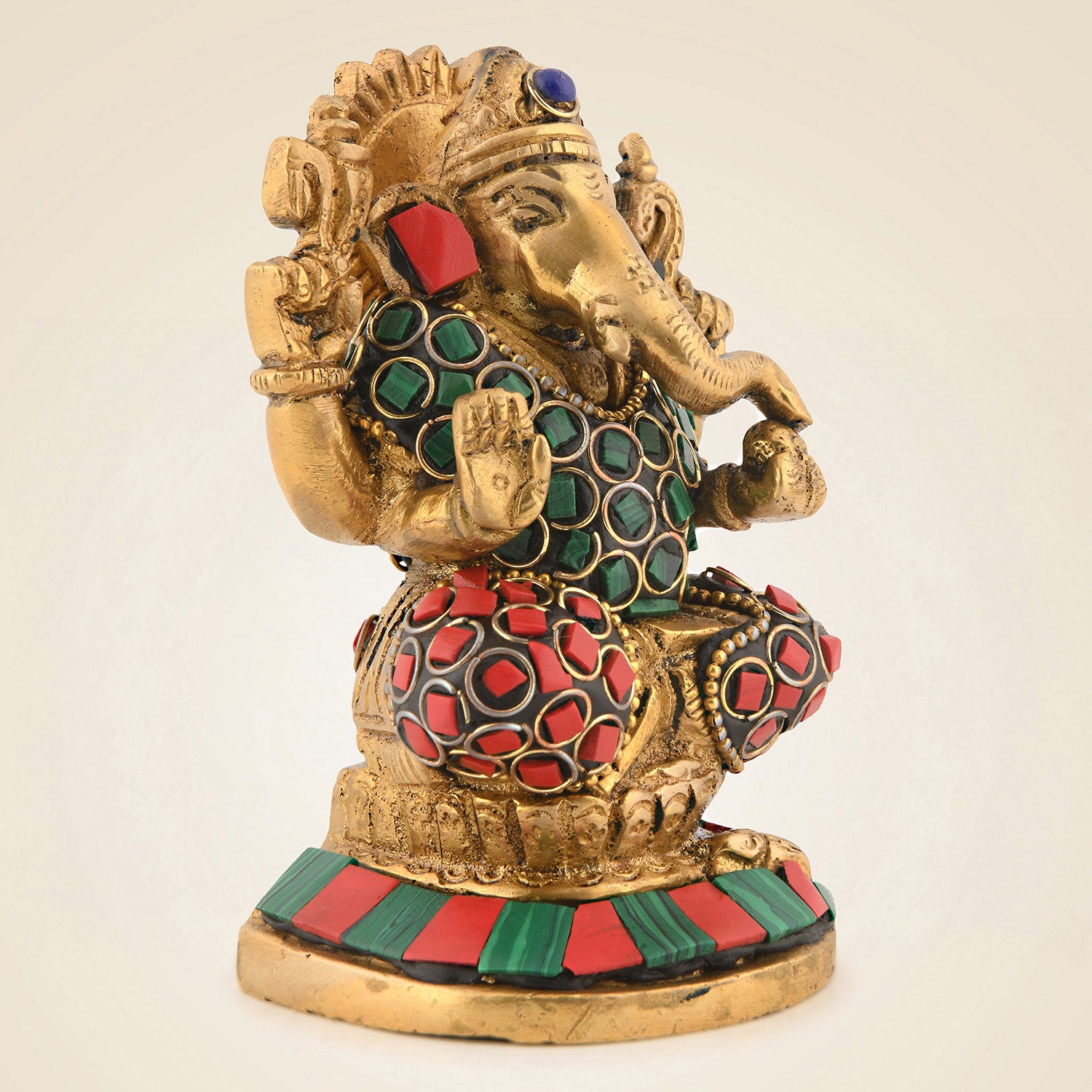 Brass Ganesha Stone Work