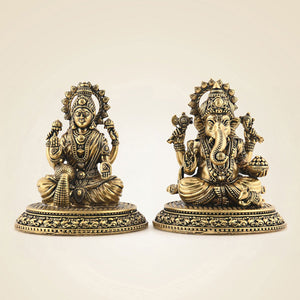 Brass Ganesh Laxmi Murti