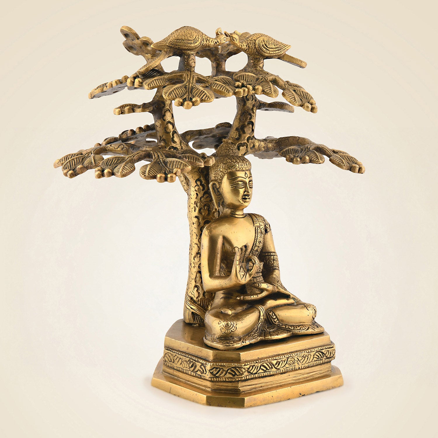 Brass Buddha With Tree
