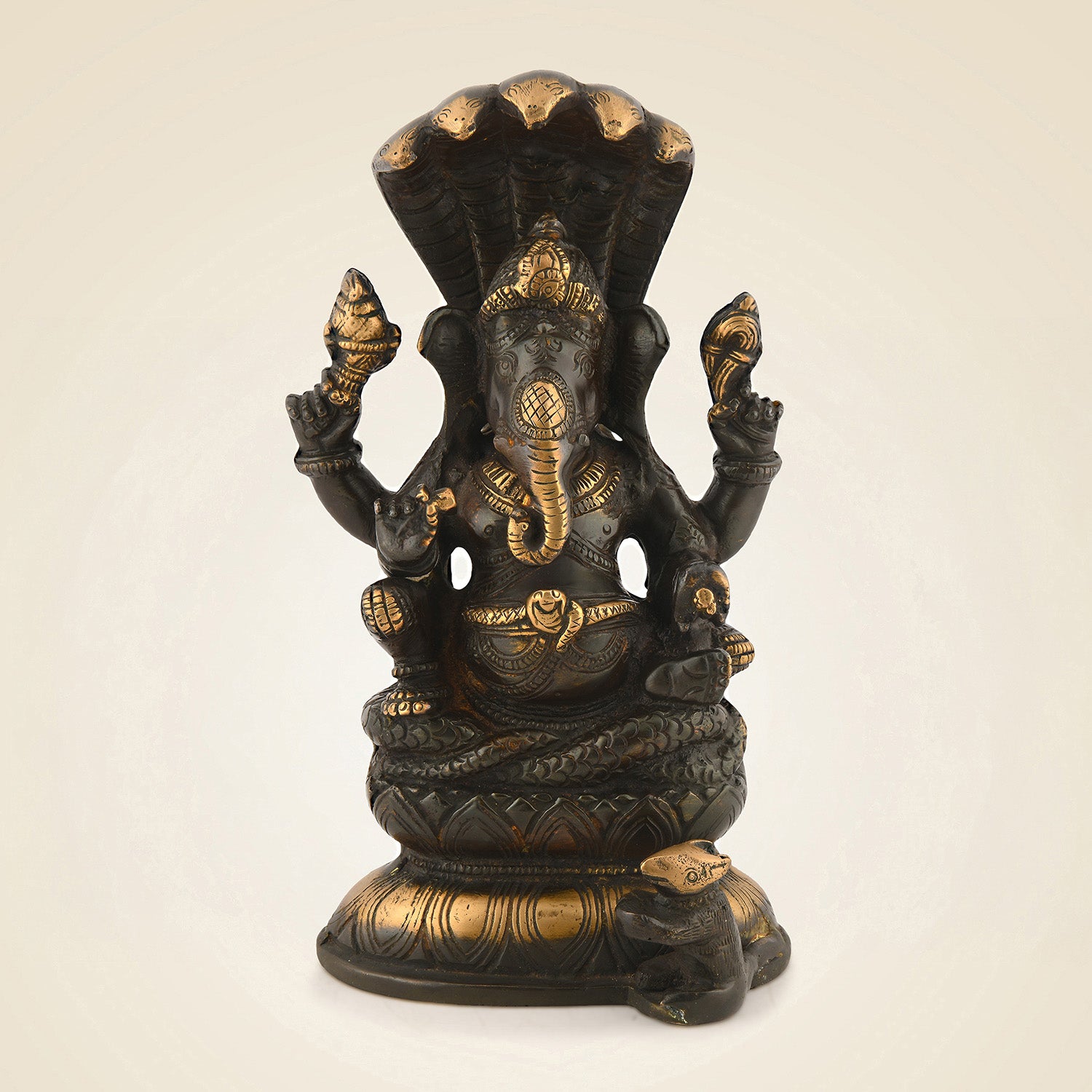 Brass Ganesha With Sheshnaag Idol