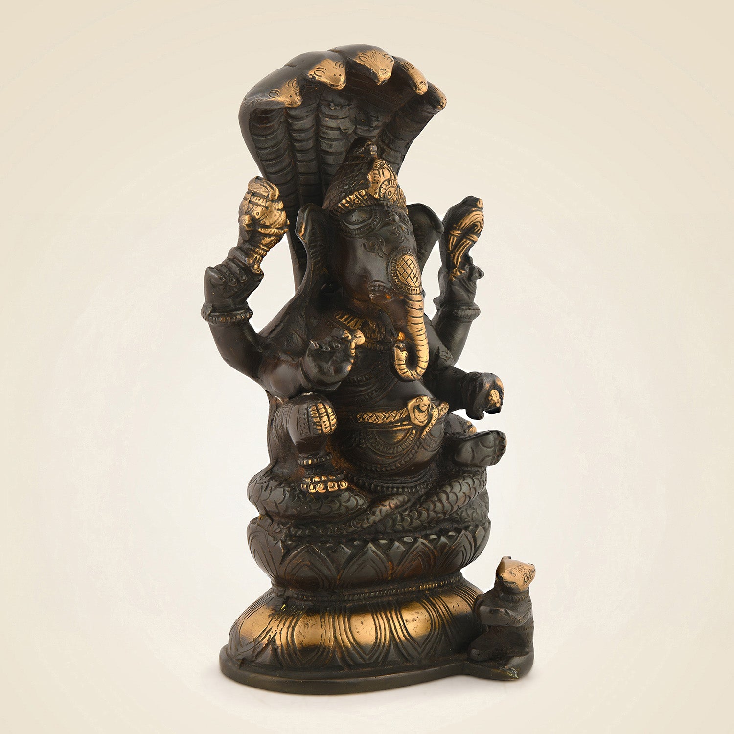 Brass Ganesha With Sheshnaag Murti