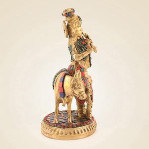 Brass Krishna With Cow