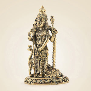 Lord Murugan Brass Statue with Peacock