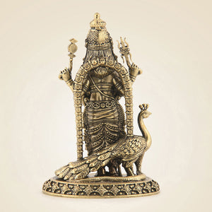 Lord Kartikeya Brass Idol with Peacock