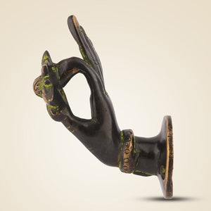 Pure Brass Buddha Door Handle Hand Mudra With Lotus