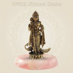 Handcrafted Lord Murugan Brass Murti With Stone Base