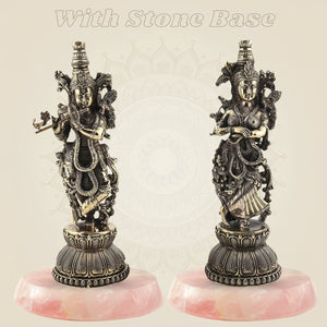 Brass Radha Krishna Idol with stone base