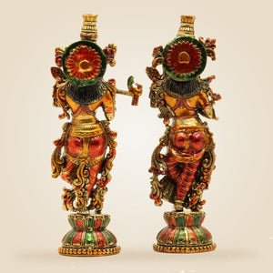 Colored Brass Radha Krishna Idol