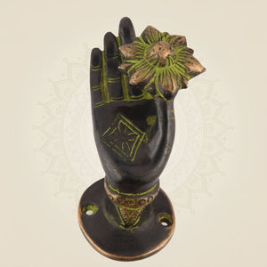 Brass Door Handle with Lotus Design