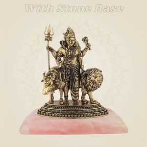 Ardhanarishvara Brass Idol with Nandi & Lion – 4.25" Handcrafted Symbol of Shiva - Shakti - Luxeartisanship