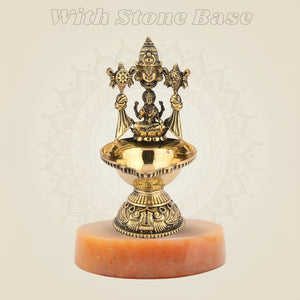 Balaji & Laxmi Brass Diya – 5.5" Handcrafted Artisan Oil Lamp Pooja Deepak for Temple - Luxeartisanship
