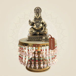 Balanced Lord Kuber Brass Sculpture on Decorative Chowki 9" - Luxeartisanship