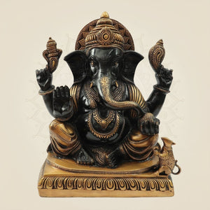 Blessing Surya Ganesh Brass Statue 11"