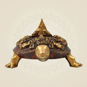 Ashtalakshmi Shree Yantra on Tortoise Brass Statue