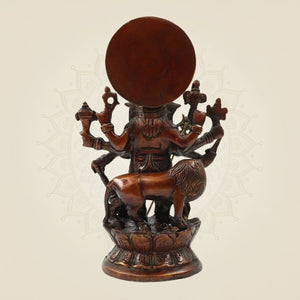 Brass Astha Bhuja Ganesha Idol - 8 - Armed Ganesh Statue 9 Inch for Vastu