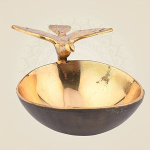Brass Bird Bowl Handcrafted Decorative Accent