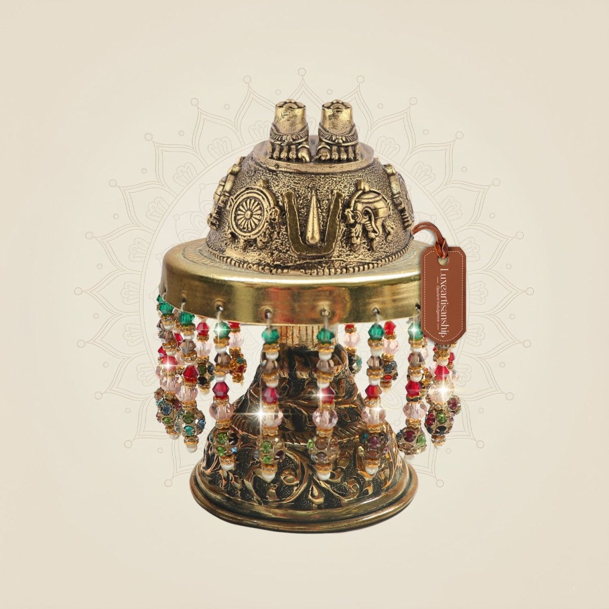 Brass Charan Paduka Balaji Chowki Base Idol 4" - Luxeartisanship