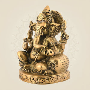 Brass Charbhuja Ganesha Statue