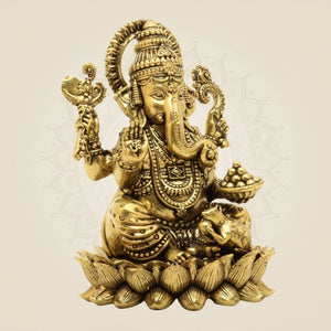 Brass Chaturbhuj Ganesh Murti