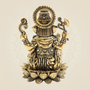 Brass Chaturbhuj Ganesha Murti