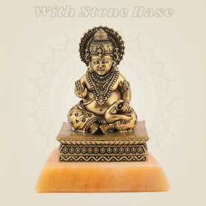 Brass Divine Gift Lord Kuber murti with gemstone base