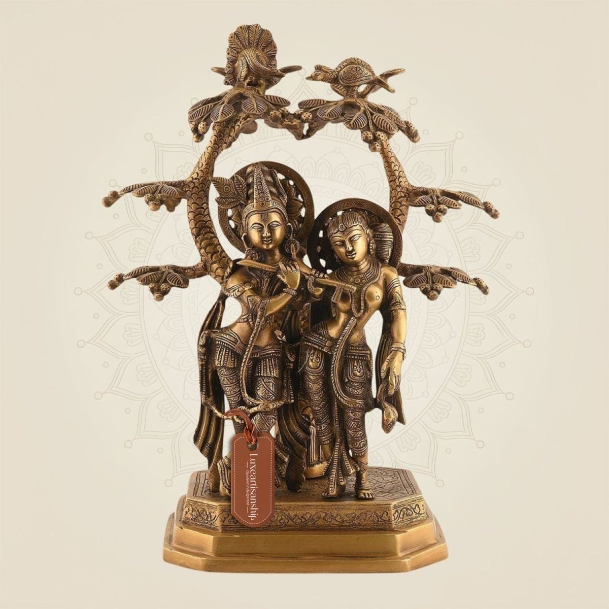 Brass Divine Radha Krishna Under Tree Idol